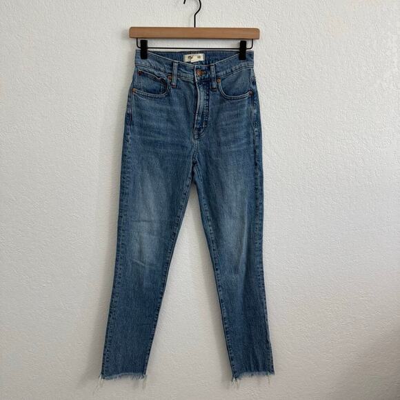 Madewell The Perfect Vintage High Rise Raw Hem Jeans Ainsworth Wash Blue 24T - Picture 5 of 14
